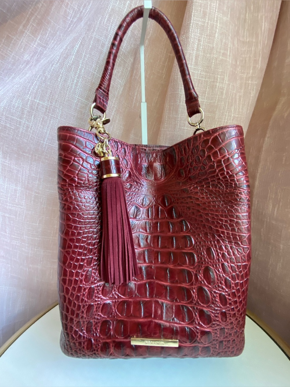 Brahmin Celina Bucket Bag in Salsa Braga